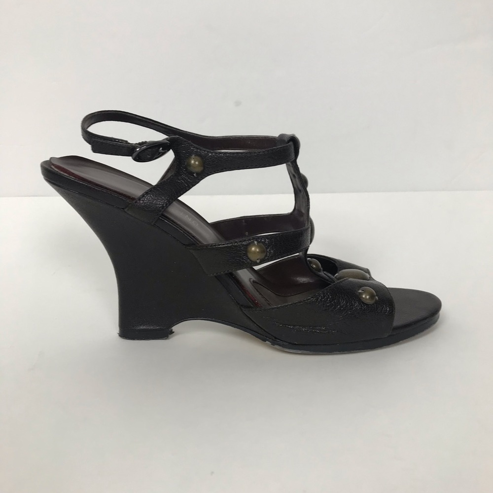 Ann Marino Brown High Heel Gladiator Style Wedge Sandals SZ 7.5
